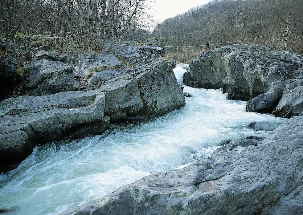 river in the nature, where a water source heat pump can be installed