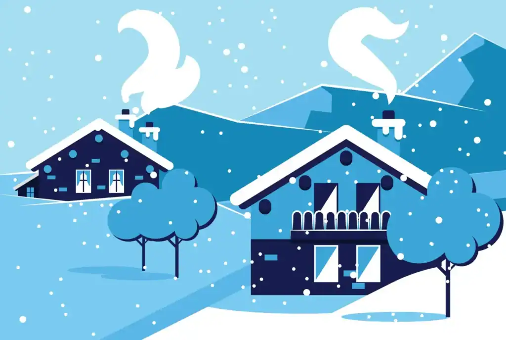 winter in the uk, house covered with snow