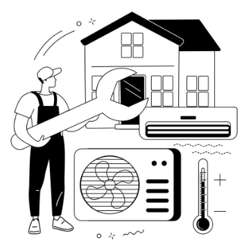 drawing of a heat pump installation in the uk